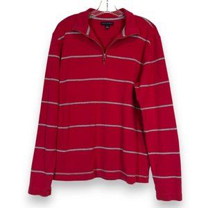 Banana Republic Pullover Sweater Long Sleeve Zip Shirt Large Red Gray